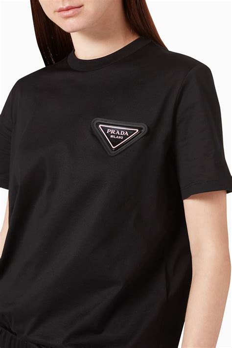 prada t shirt big logo|Prada logo shirt women.